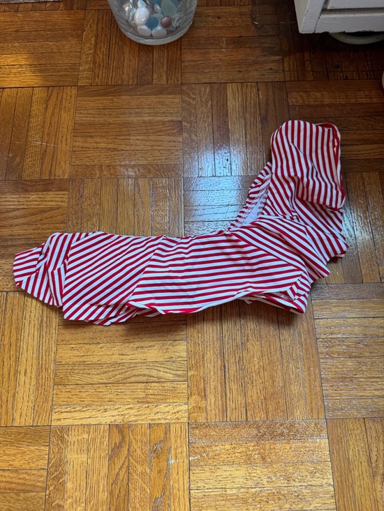 Calzedonia Other - Calzedonia Red and White Striped Ruffle One-Shoulder Bathing suit Top